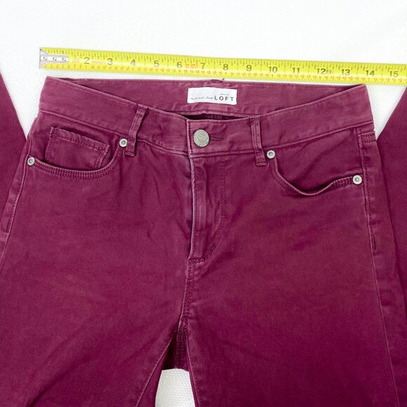 Women's Ann Taylor LOFT Wine Red Straight Leg Pants Ladies Maroon Leggings - Picture 7 of 10